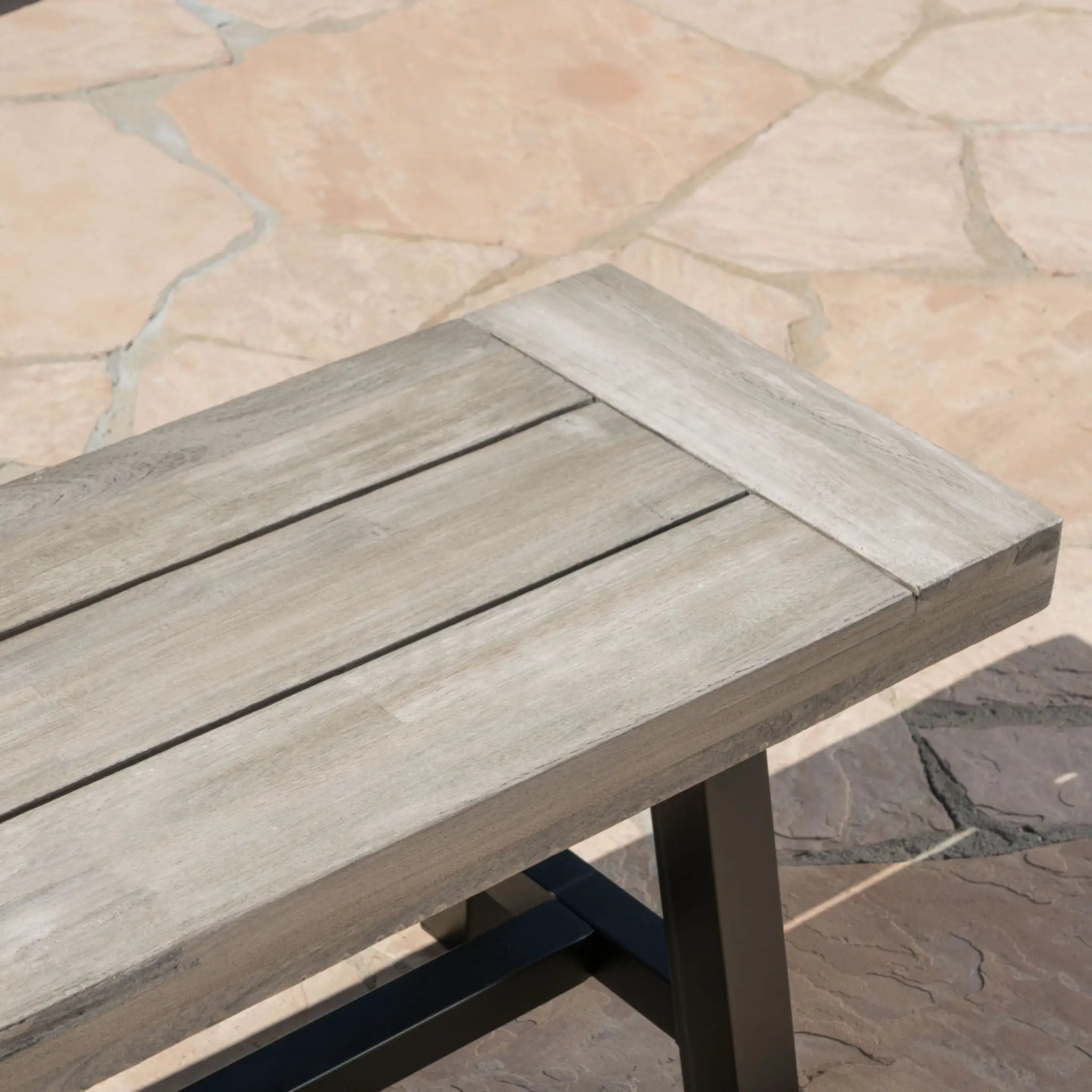 Tranquilizer Outdoor Acacia Wood Bench With Slat Panel Design by HouseOfZazla