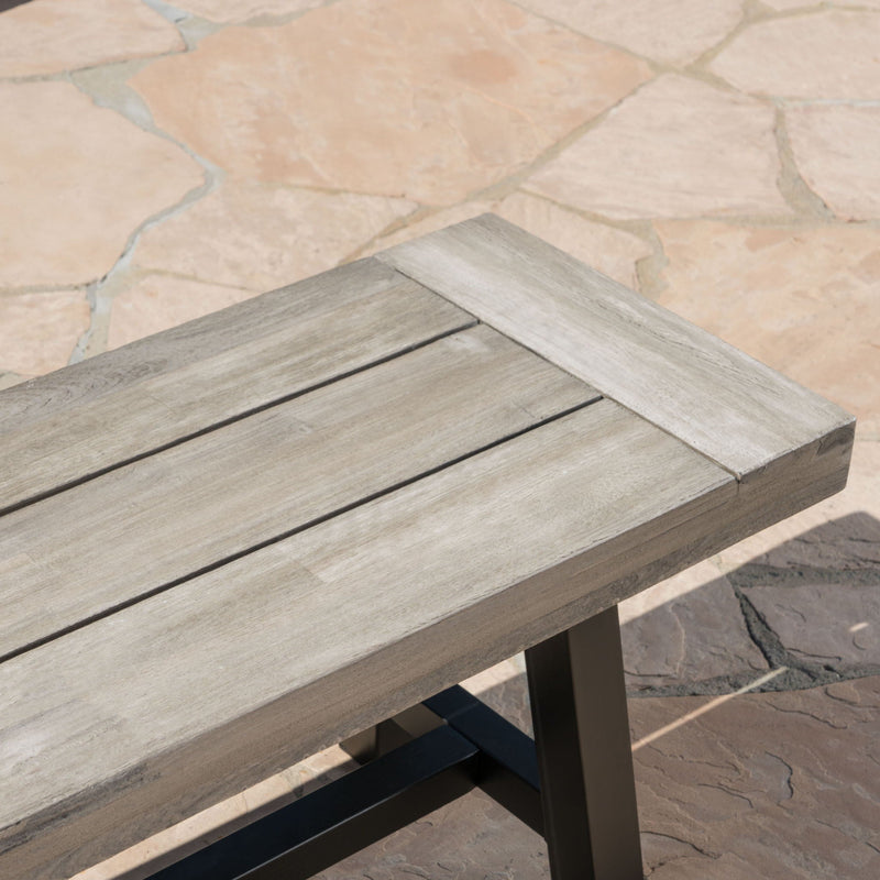 Tranquilizer Outdoor Acacia Wood Bench With Slat Panel Design by HouseOfZazla