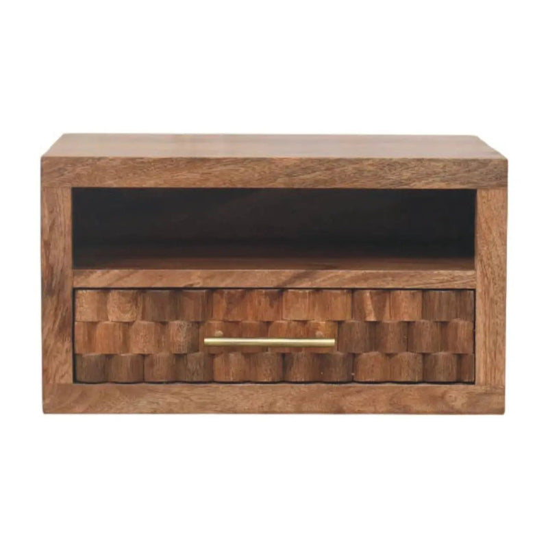 Solid Wood Arno Wall-Mounted Nightstand in Golden Teak by HouseOfZazla