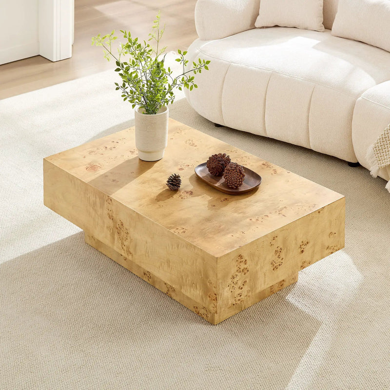 43.31 Inch Burl Wood Veneer Coffee Table by HouseOfZazla