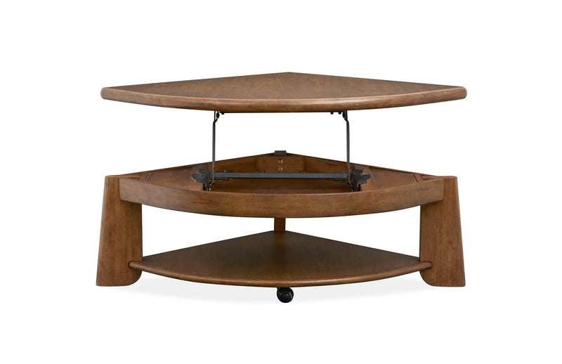 Tanner - Pie Shaped Lift Top Cocktail Table With Casters - Tawny Brown by Unique Piece Furniture