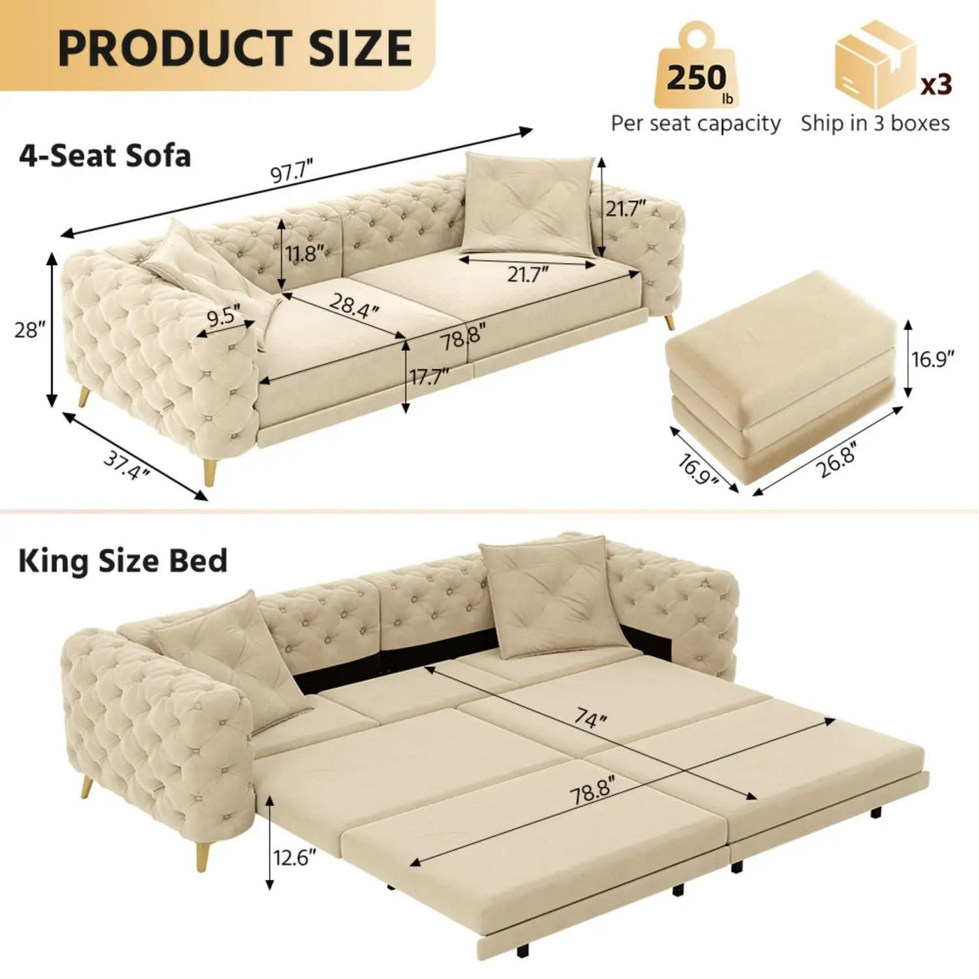 3-In-1 Convertible Sleeper Sofa by HouseOfZazla