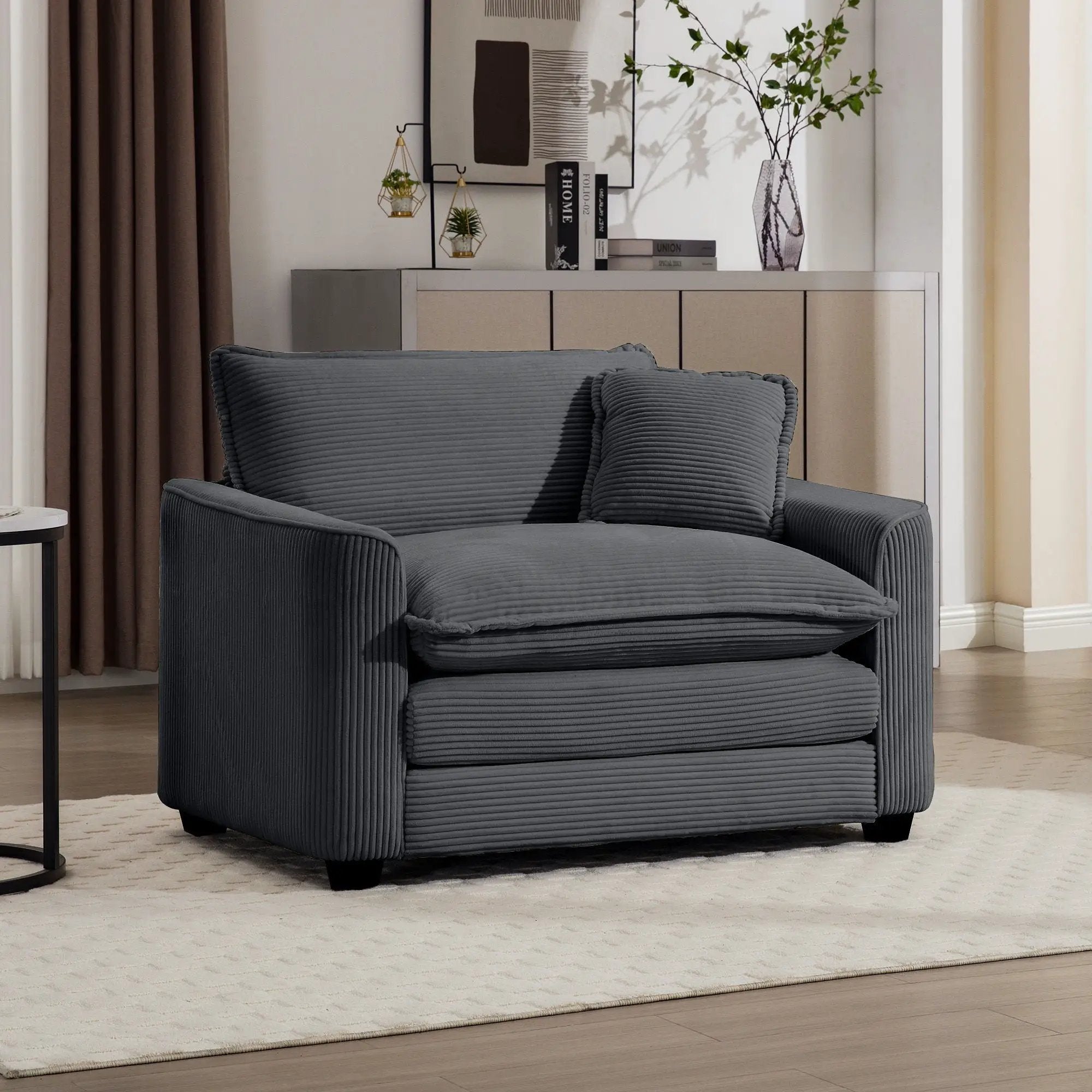 Modern Classic Fabric Single Chair Deep Seat Sofa With Pillow by Unique Piece Furniture