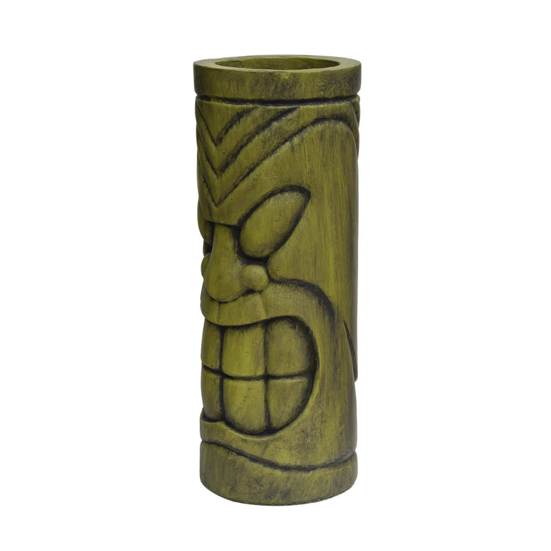 Stone Statue Urn Planter, Decorative Face Plant Pot, Antique Green Finish by HouseOfZazla
