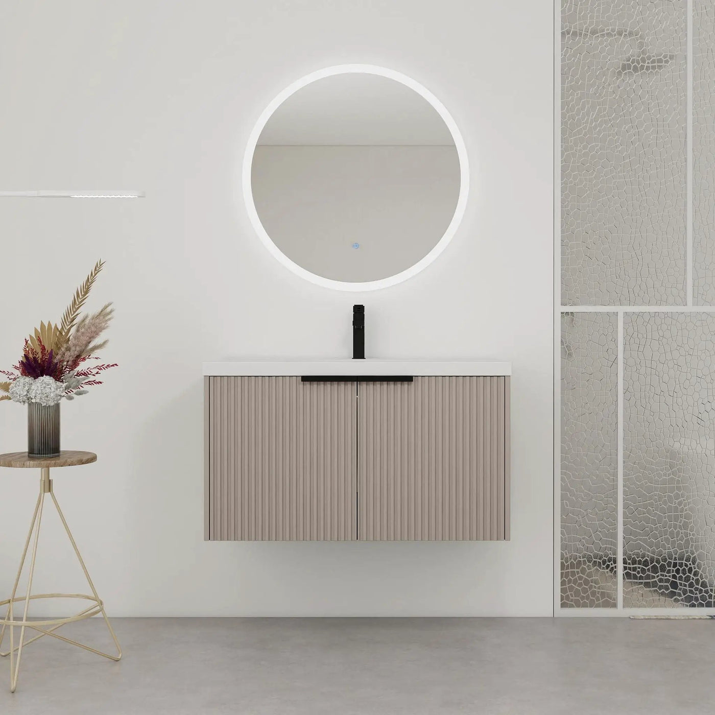 Contemporary Wall Mounted Bathroom Vanity With Resin Double Sink by Unique Piece Furniture