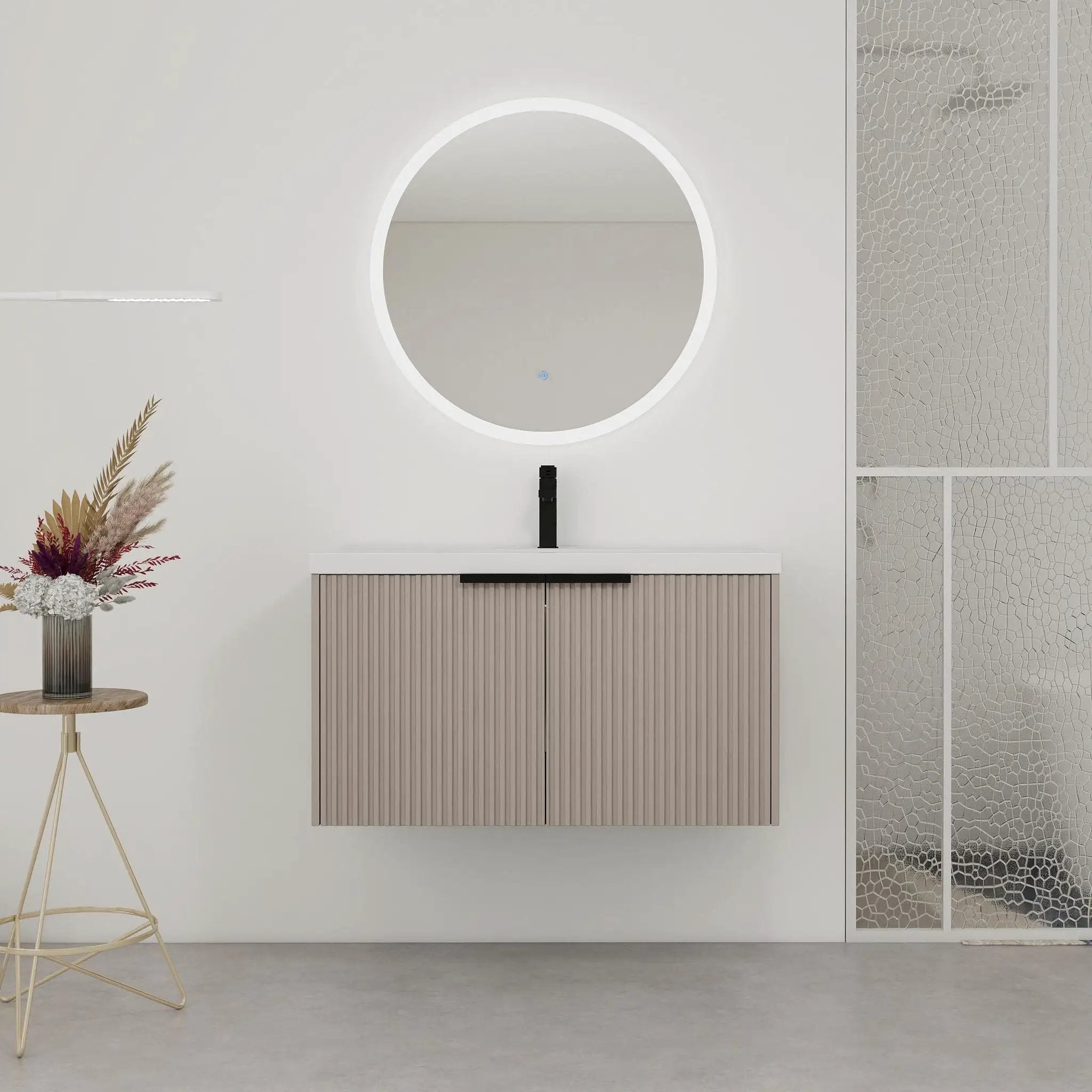 Contemporary Wall Mounted Bathroom Vanity With Resin Double Sink by HouseOfZazla