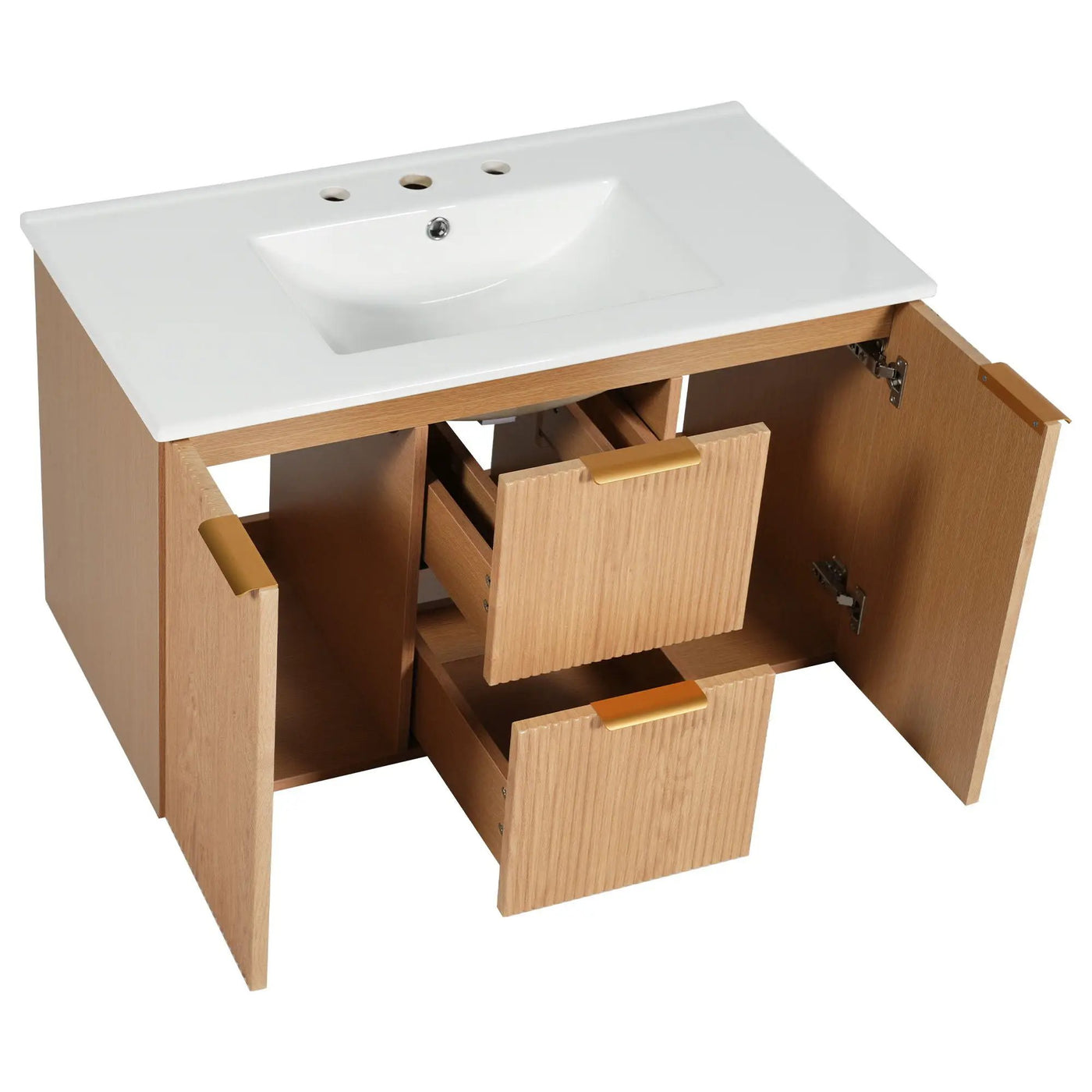 Modern Wall Mounted Bathroom Vanity, Soft Close Doors by HouseOfZazla