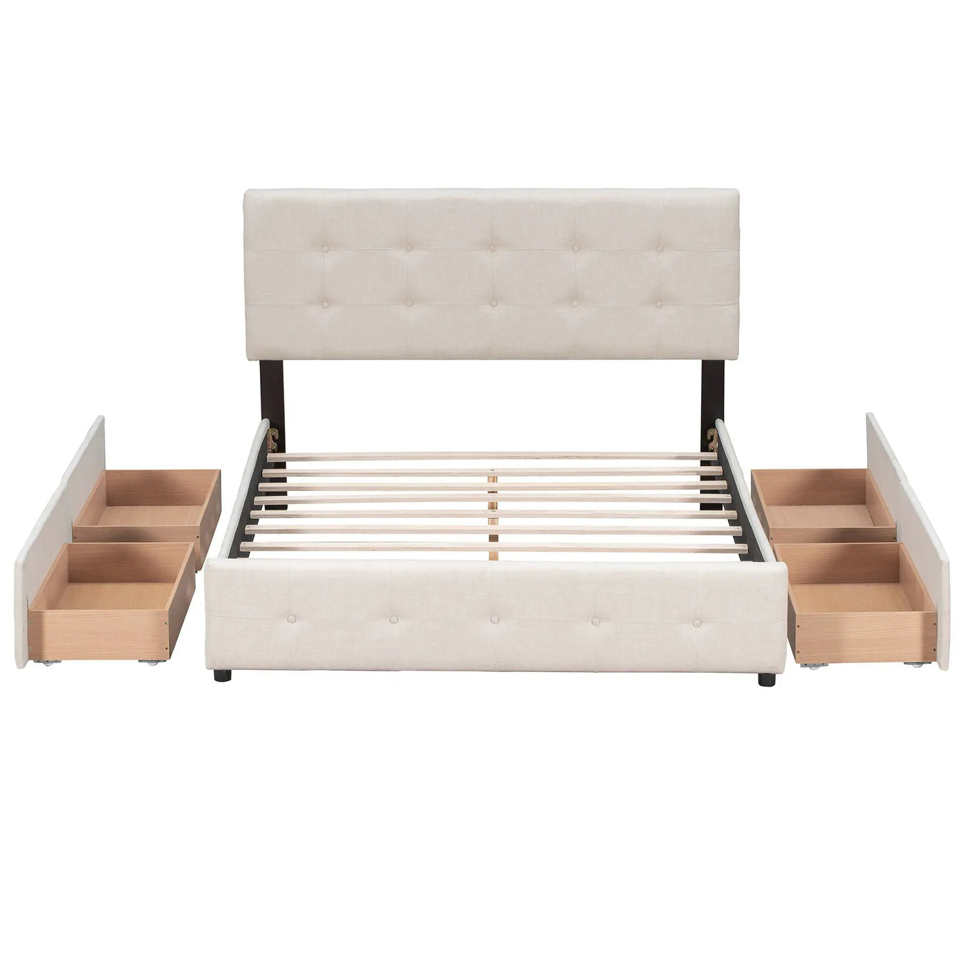Upholstered Platform Bed With Classic Headboard And Drawers, No Box Spring Needed by Unique Piece Furniture