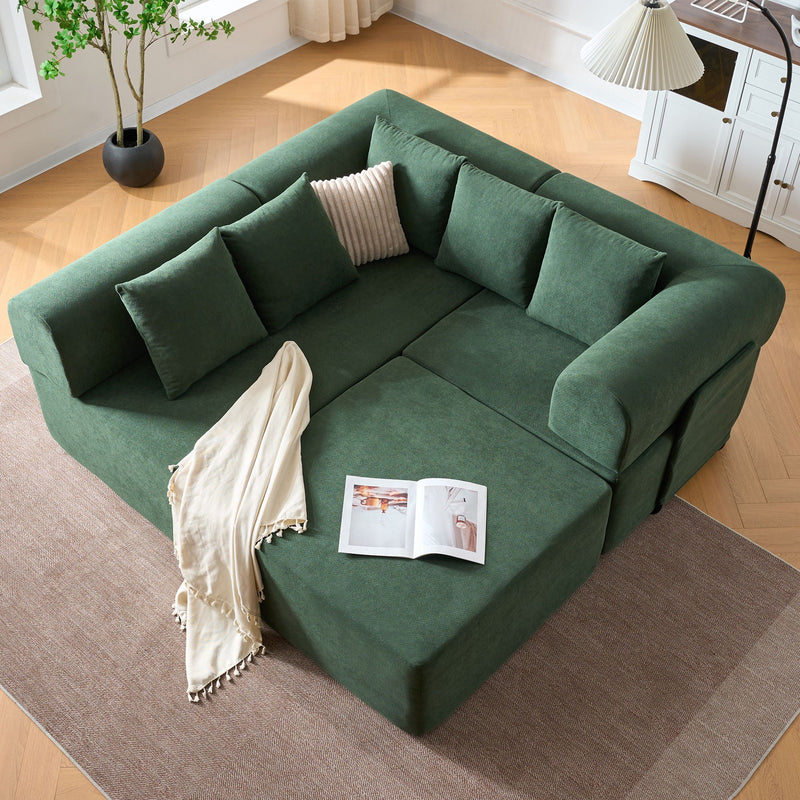 Modular L-Shaped Sectional Sofa With Deep Seat, Movable Chaise & 5 Pillows by HouseOfZazla