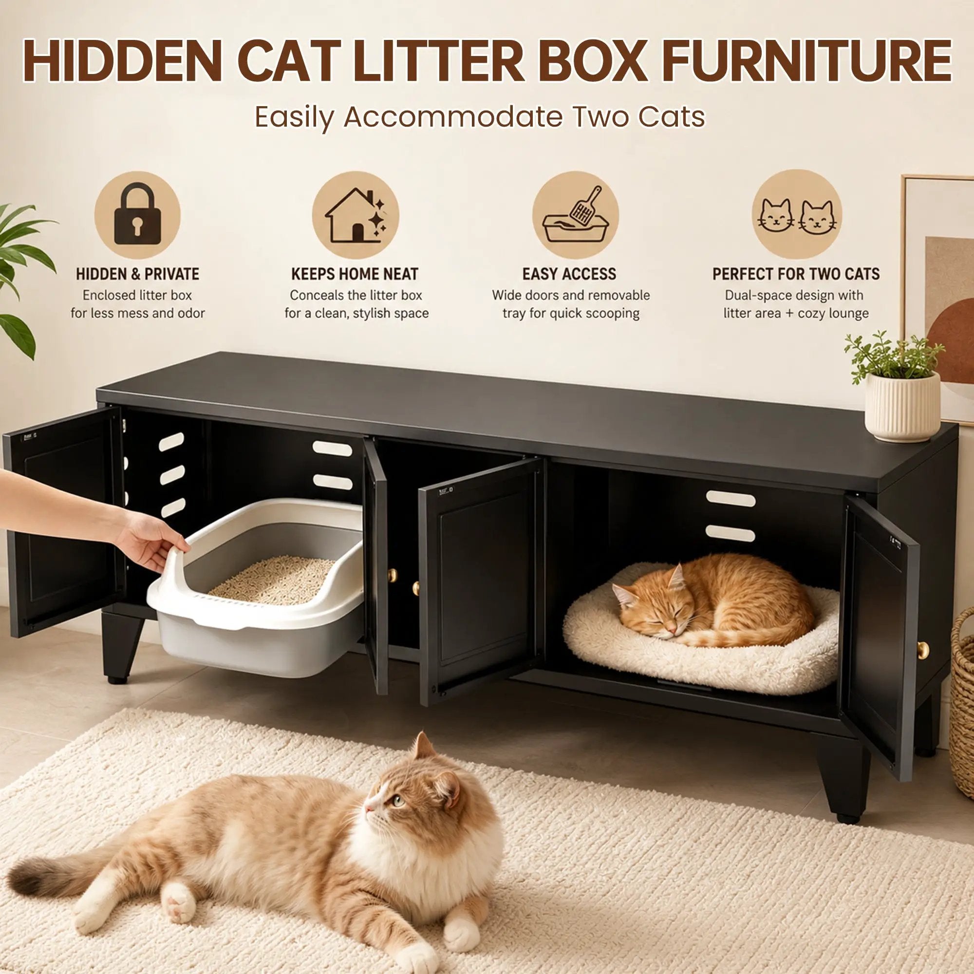 58" Metal Cat Litter Box Enclosure by HouseOfZazla
