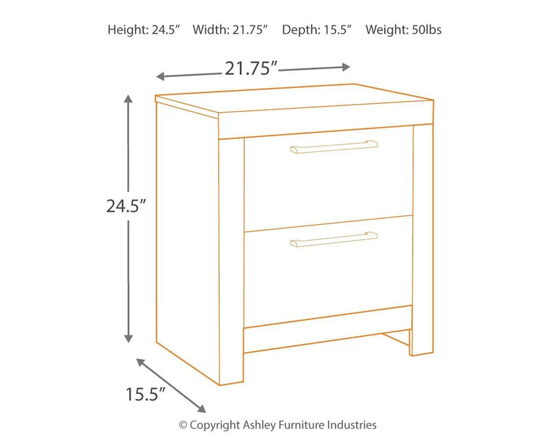Derekson - Two Drawer Night Stand - Multi Gray by Unique Piece Furniture