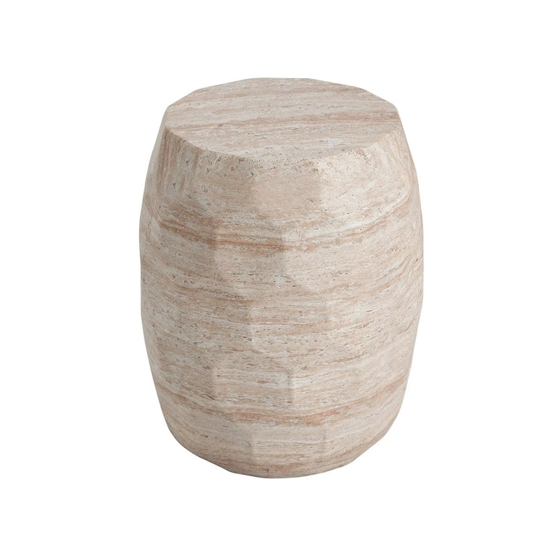 Travertine Lightweight Concrete Side Table For Indoor / Outdoor Use - Beige by HouseOfZazla