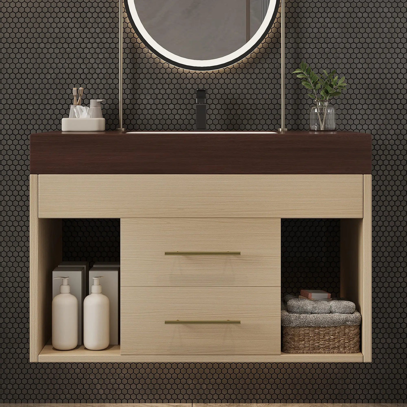 29.9" Modern Floating Bathroom Vanity with Sintered Stone Top by HouseOfZazla