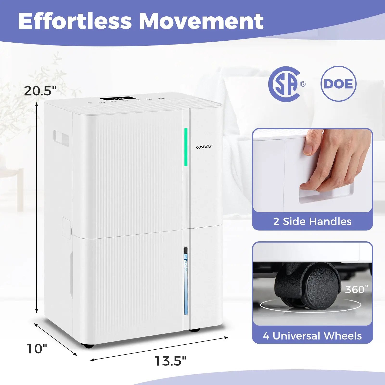74/96 Pints Dehumidifier for Home 4500/5500 Sq. Ft Dehumidifier with 3 Modes by DirectDeals
