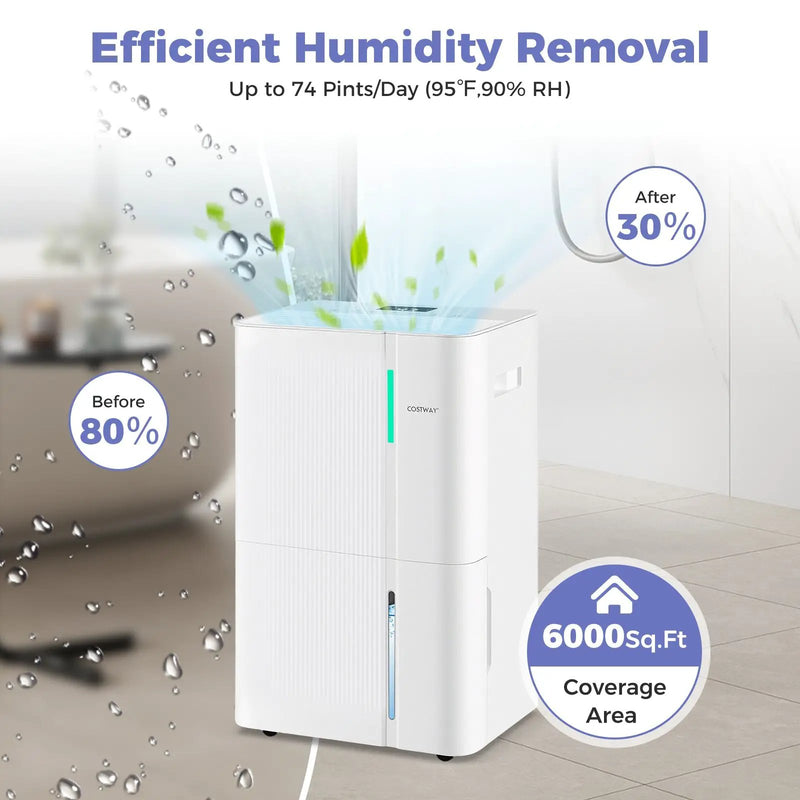74/96 Pints Dehumidifier for Home 4500/5500 Sq. Ft Dehumidifier with 3 Modes by DirectDeals