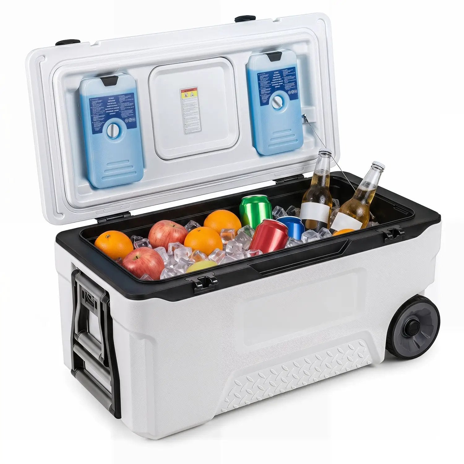 74 Quart Rolling Cooler with Wheels and Fish Ruler by DirectDeals