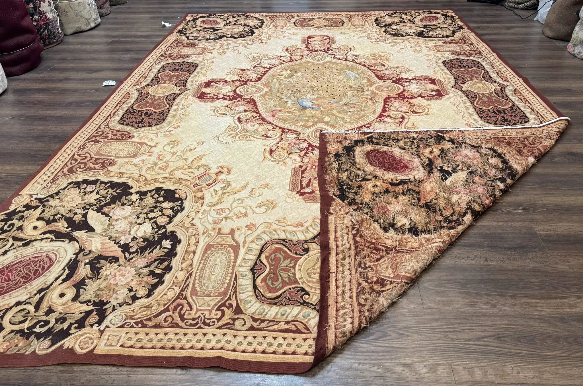 French Aubusson Rug 9x12 - European Design Flatweave Carpet by Jewel Rugs