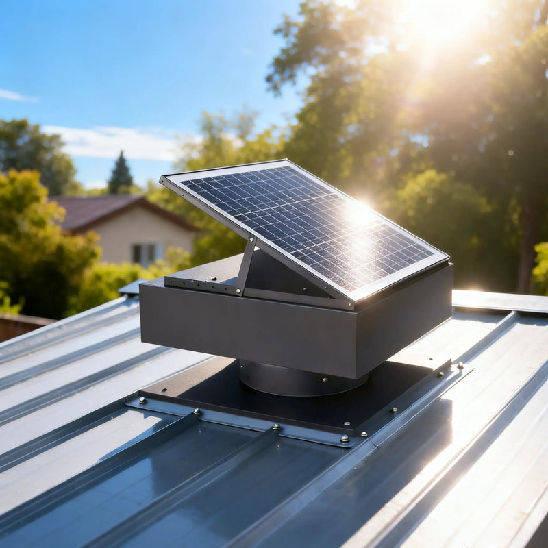 14" Adjustable Square Solar Roof Exhaust Fan, 60W Dual Power Attic Ventilator by HouseOfZazla