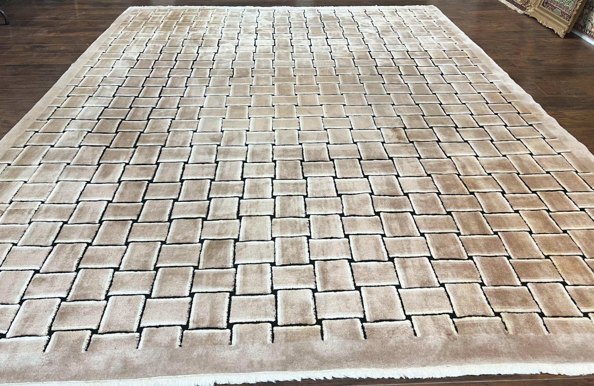 Tibetan Rug 9x12, Handmade, Wool, Modern Design by Jewel Rugs