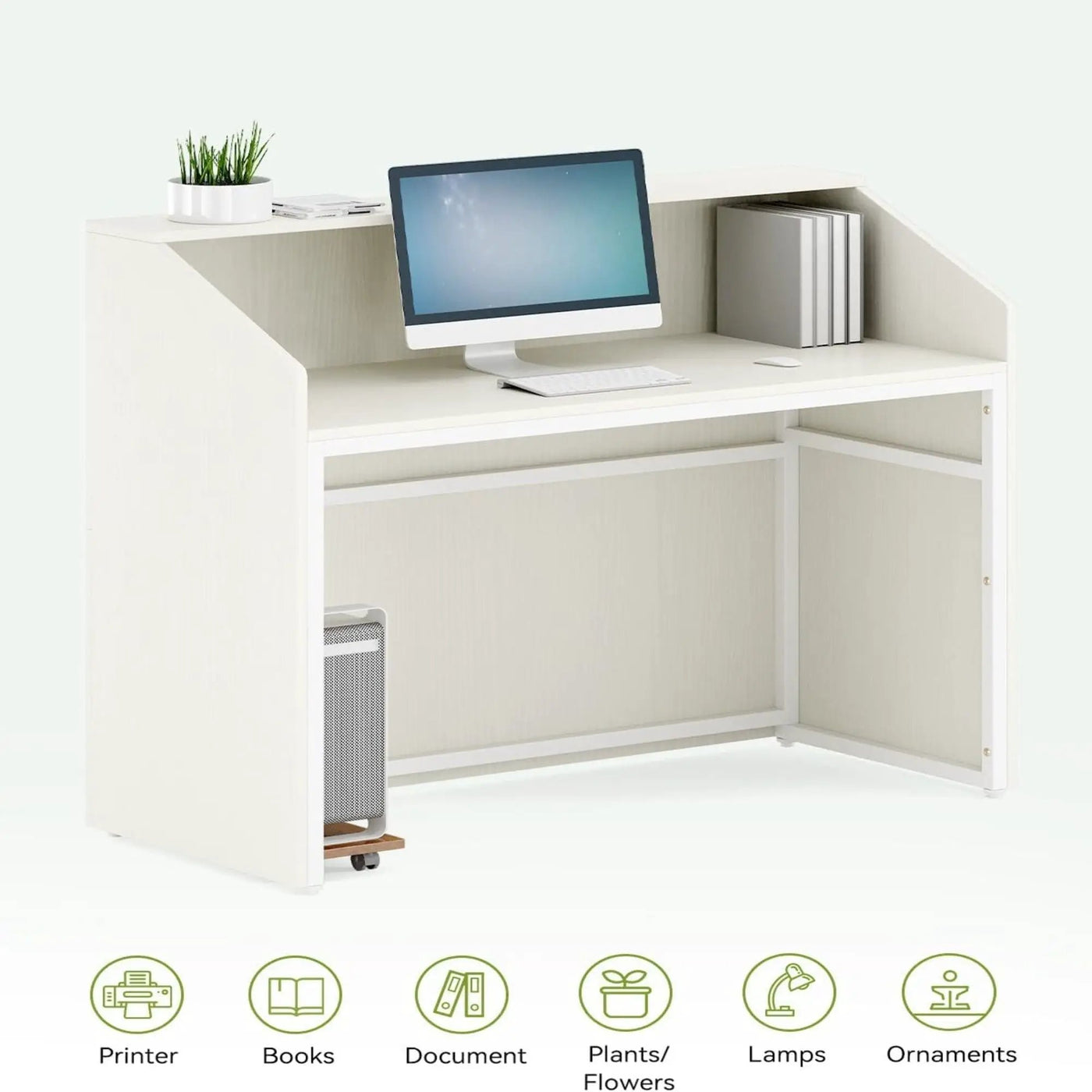 Modern Reception Desk, Front Desk Table With Cable Grommet & Privacy Panels by HouseOfZazla