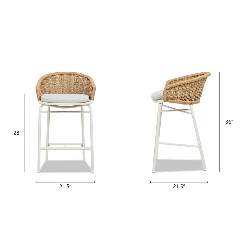 Santorini 28" Wicker Back Outdoor Bar Stool Set of 2 by HouseOfZazla