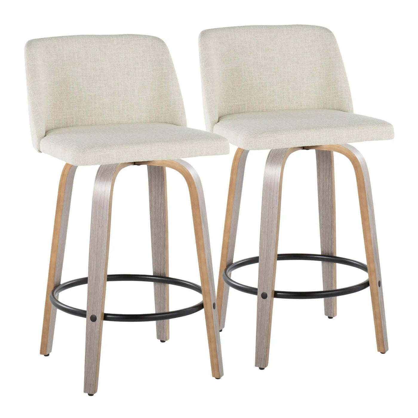 Toriano - Contemporary Fixed Height Counter Stool Swivel & Round Footrest (Set of 2) by HouseOfZazla
