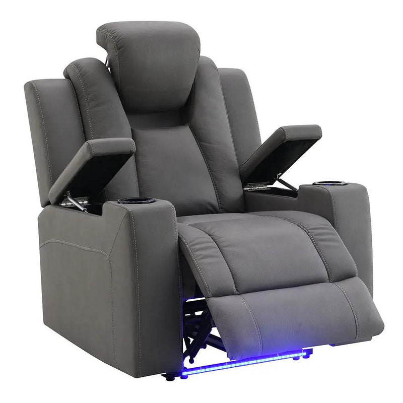 Leuco - Power Motion Recliner With Cup Holder, Control, LED & Power Headrest - Gray by Unique Piece Furniture