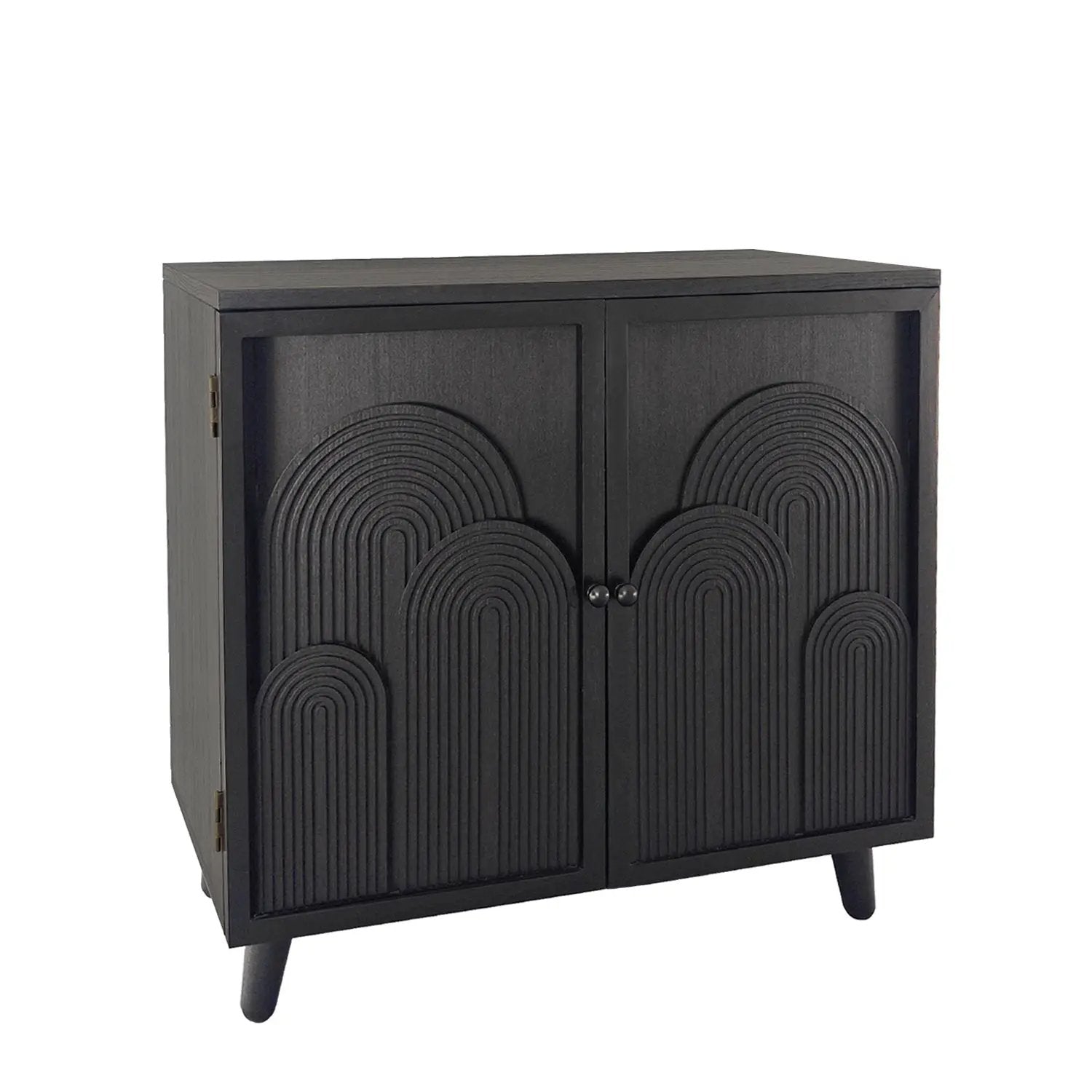 Modern Black Wood Storage Cabinet with Embossed Door by HouseOfZazla