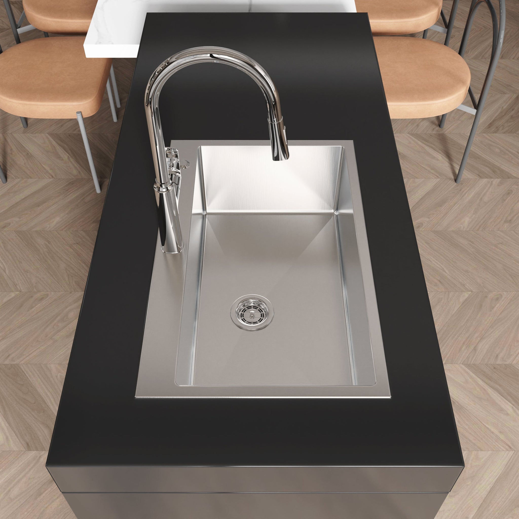 Stainless Steel Kitchen Sink, 30″x19″ Single Bowl, Overmount, Brushed Nickel by HouseOfZazla