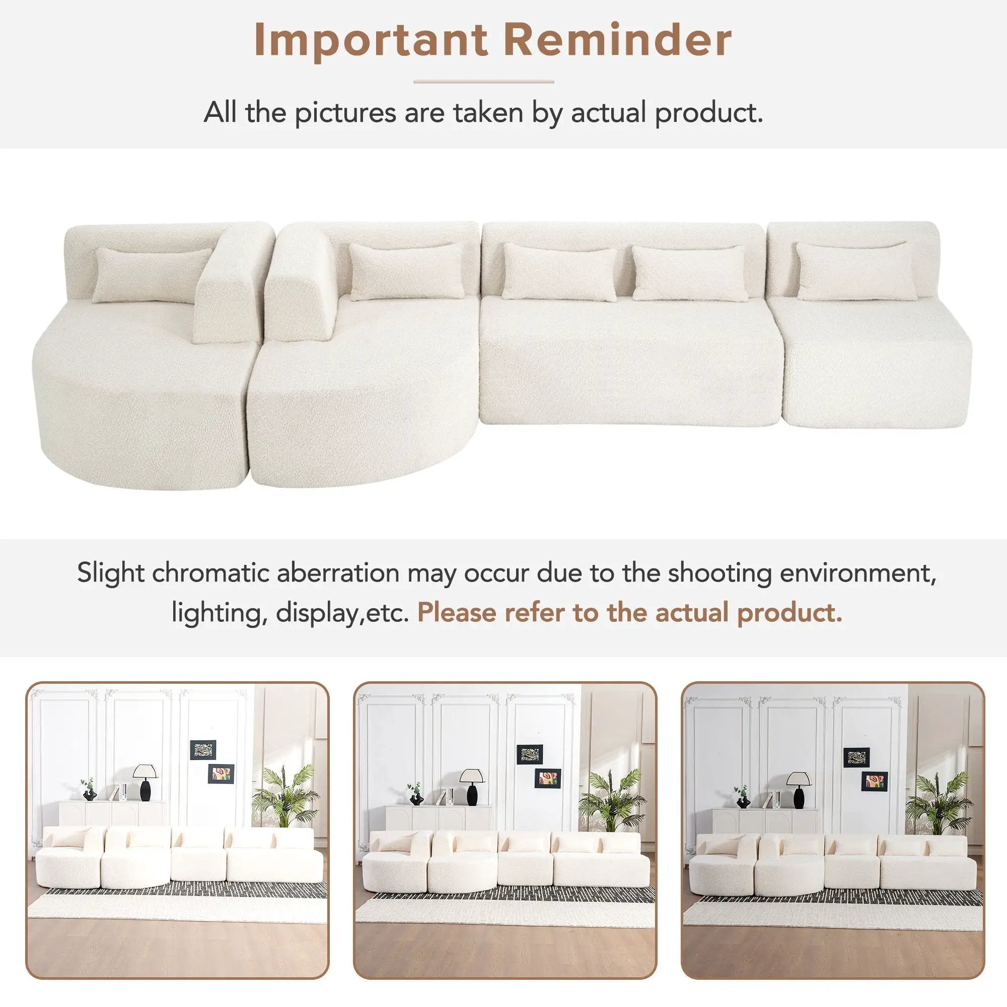 Upholstered Sofa Free Combined Sofa Couch With 2 Chaise Lounge And Five Back Pillows For Living Room by HouseOfZazla