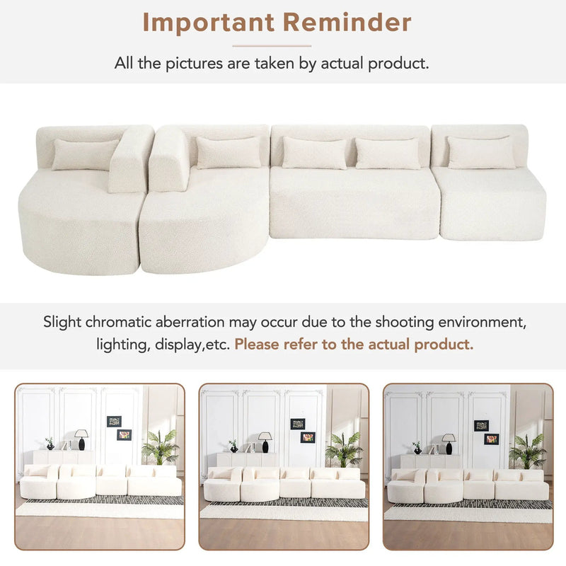 Upholstered Sofa Free Combined Sofa Couch With 2 Chaise Lounge And Five Back Pillows For Living Room by HouseOfZazla