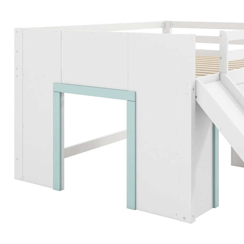 Modern Low Loft Bed With Slide, 3 Storage Drawers, And 2 Doors by Unique Piece Furniture