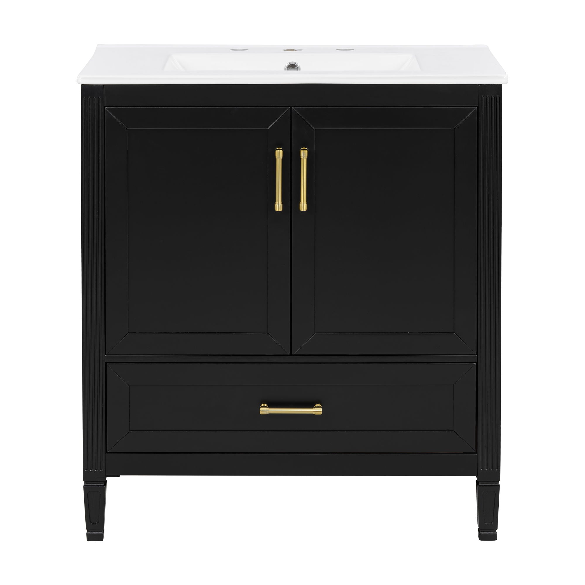 Elegant Fluted Bathroom Vanity With Sink, Soft Close Doors & Drawer by HouseOfZazla