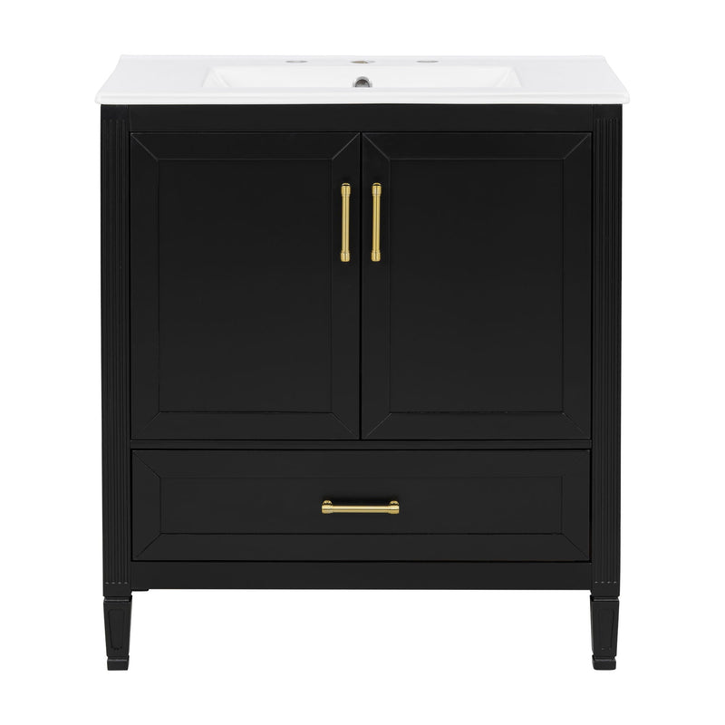 Elegant Fluted Bathroom Vanity With Sink, Soft Close Doors & Drawer by HouseOfZazla