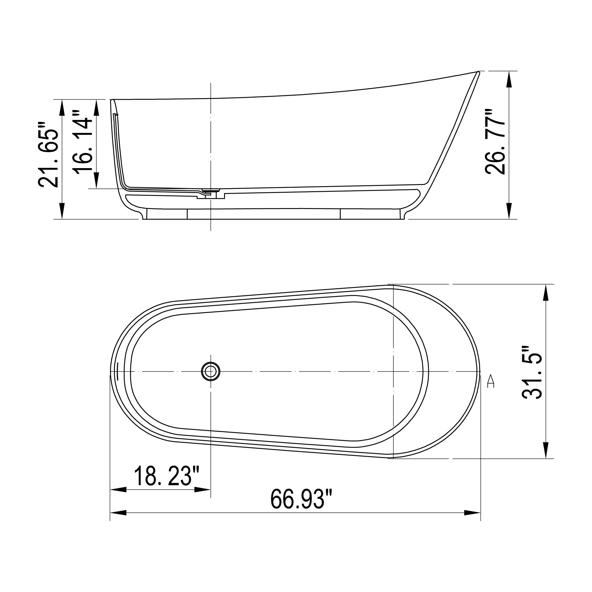 Solid Surface Stone Resin Oval Shape Soaking Bathtub With Overflow For The Bathroom - Matte White by HouseOfZazla