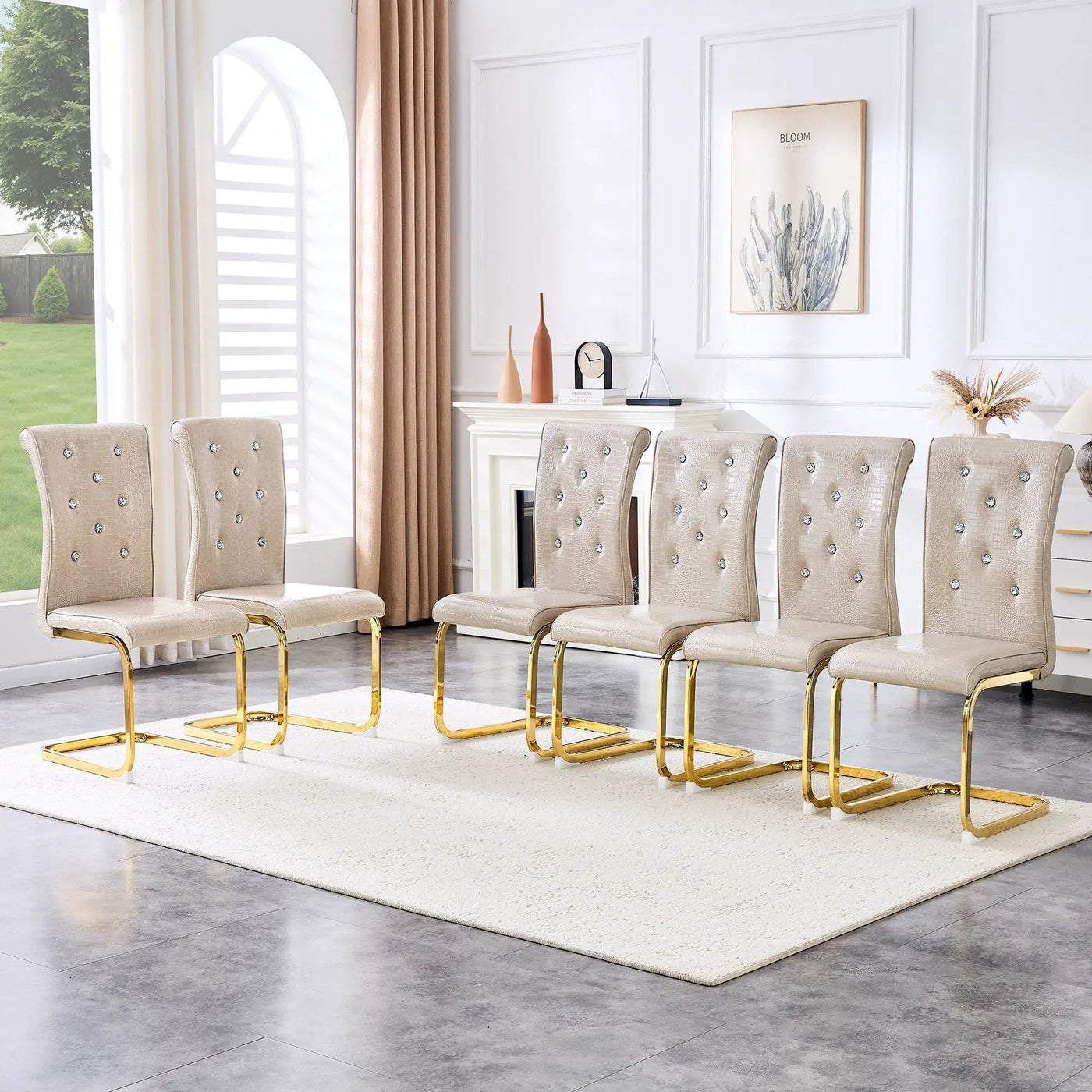 Elegant Design Alligator Skin Upholstered Dining Chairs by Unique Piece Furniture