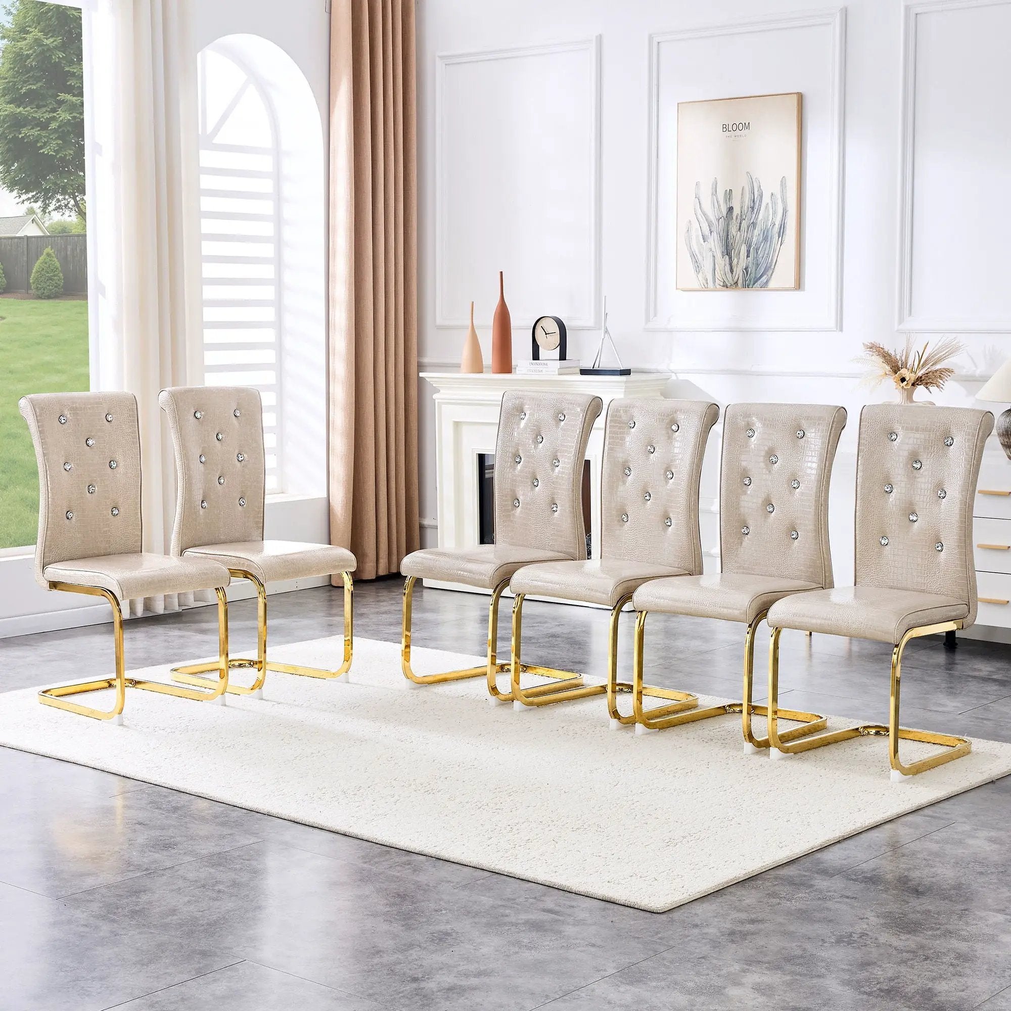 Elegant Design Alligator Skin Upholstered Dining Chairs by Unique Piece Furniture