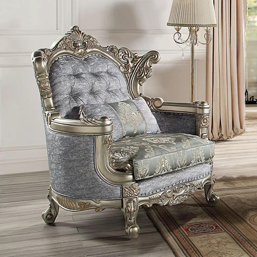 Miliani - Chair With Pillow - Fabric & Antique Bronze by Unique Piece Furniture