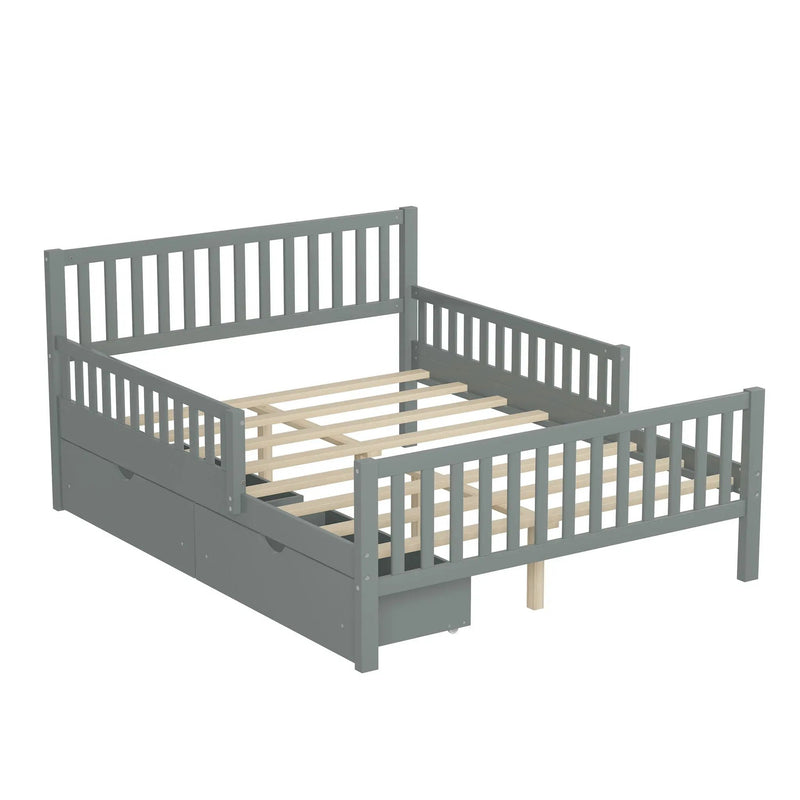 Platform Bed With Guardrails On Both Sides And 2 Storage Drawers by Unique Piece Furniture