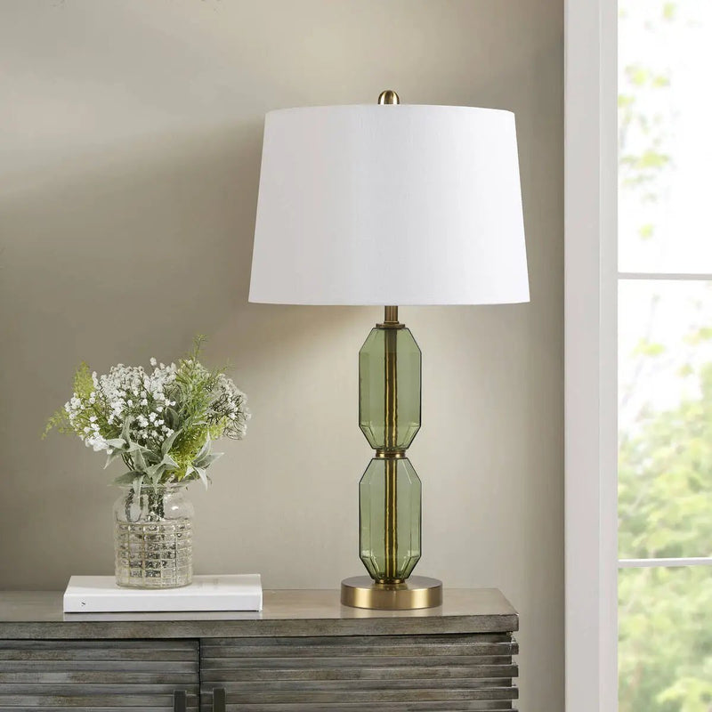 Faceted Green Glass Table Lamp by HouseOfZazla