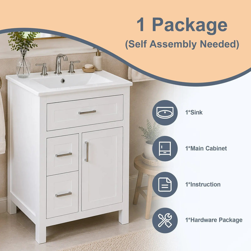 24 Inch Bathroom Vanity with Ceramic Sink by HouseOfZazla