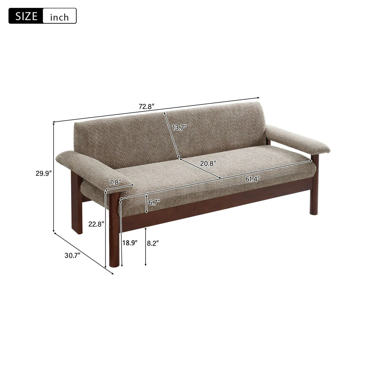 Loveseat Sofa 2 Seater Couch with Armrest Pillows by HouseOfZazla