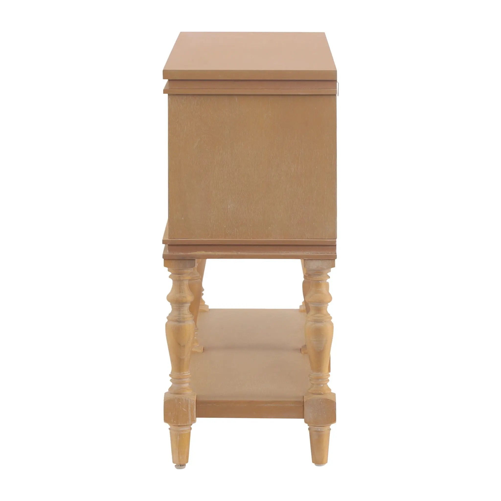 Console Table With 4 Soft Close Drawers, Thick Bottom Shelf For Living Room - Natural by HouseOfZazla