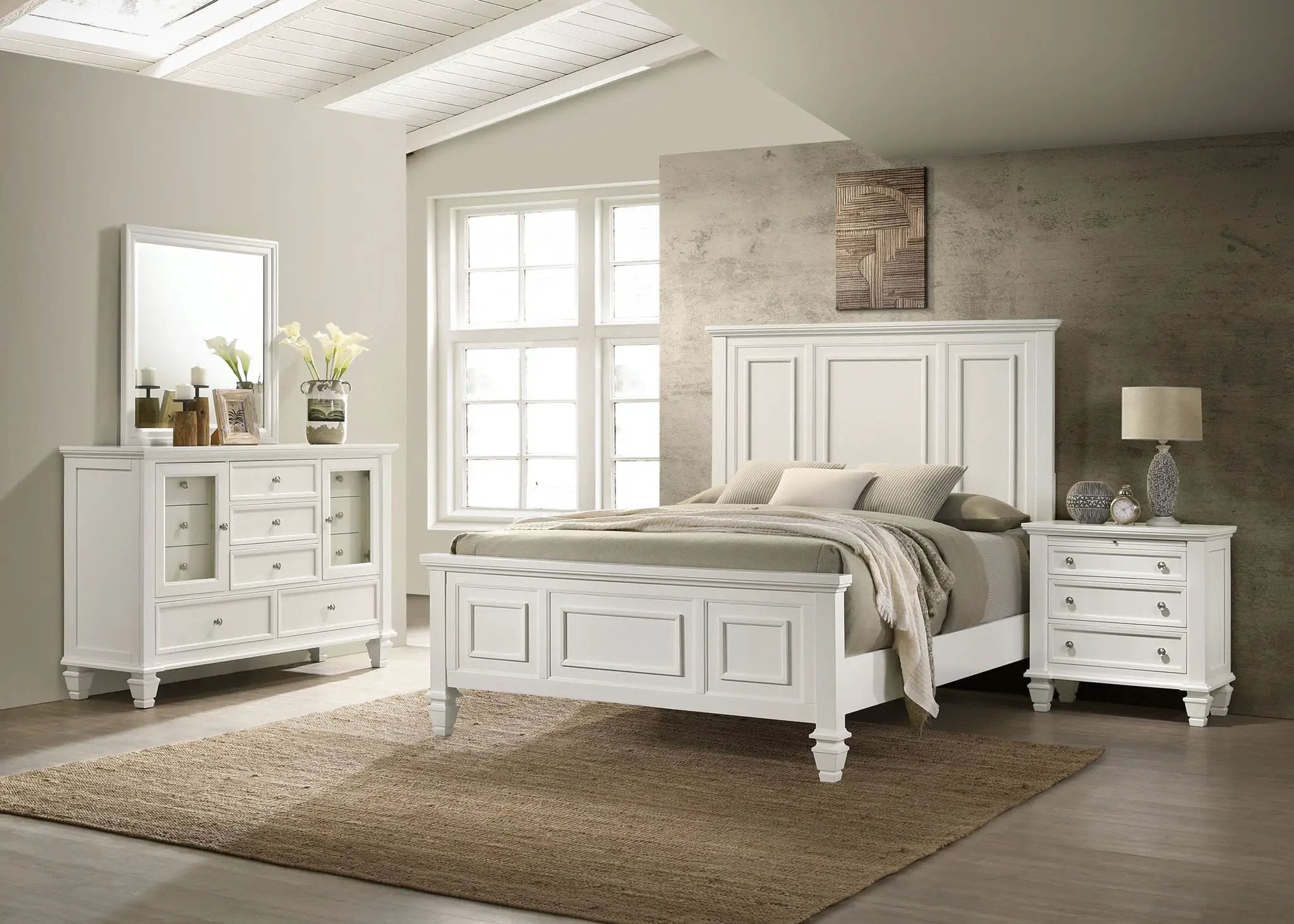 Sandy Beach 4-piece California King Bedroom Set Cream White by Unique Piece Furniture