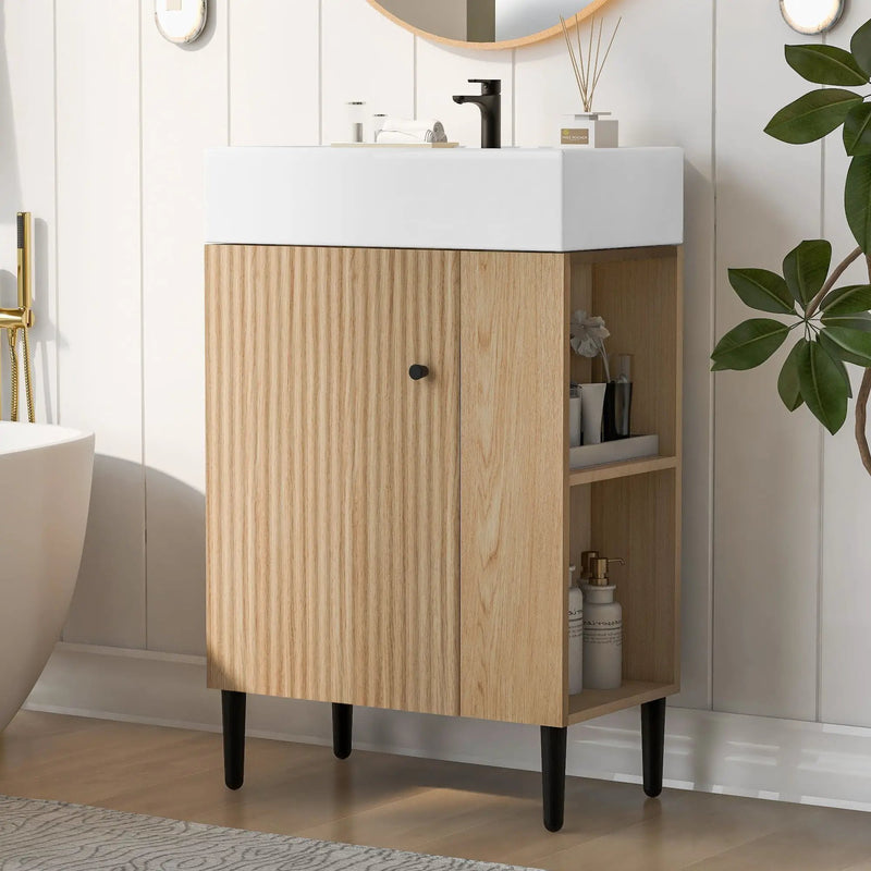 Bathroom Vanity, Combo Cabinet, Bathroom Storage Cabinet, Single Ceramic Sink by HouseOfZazla