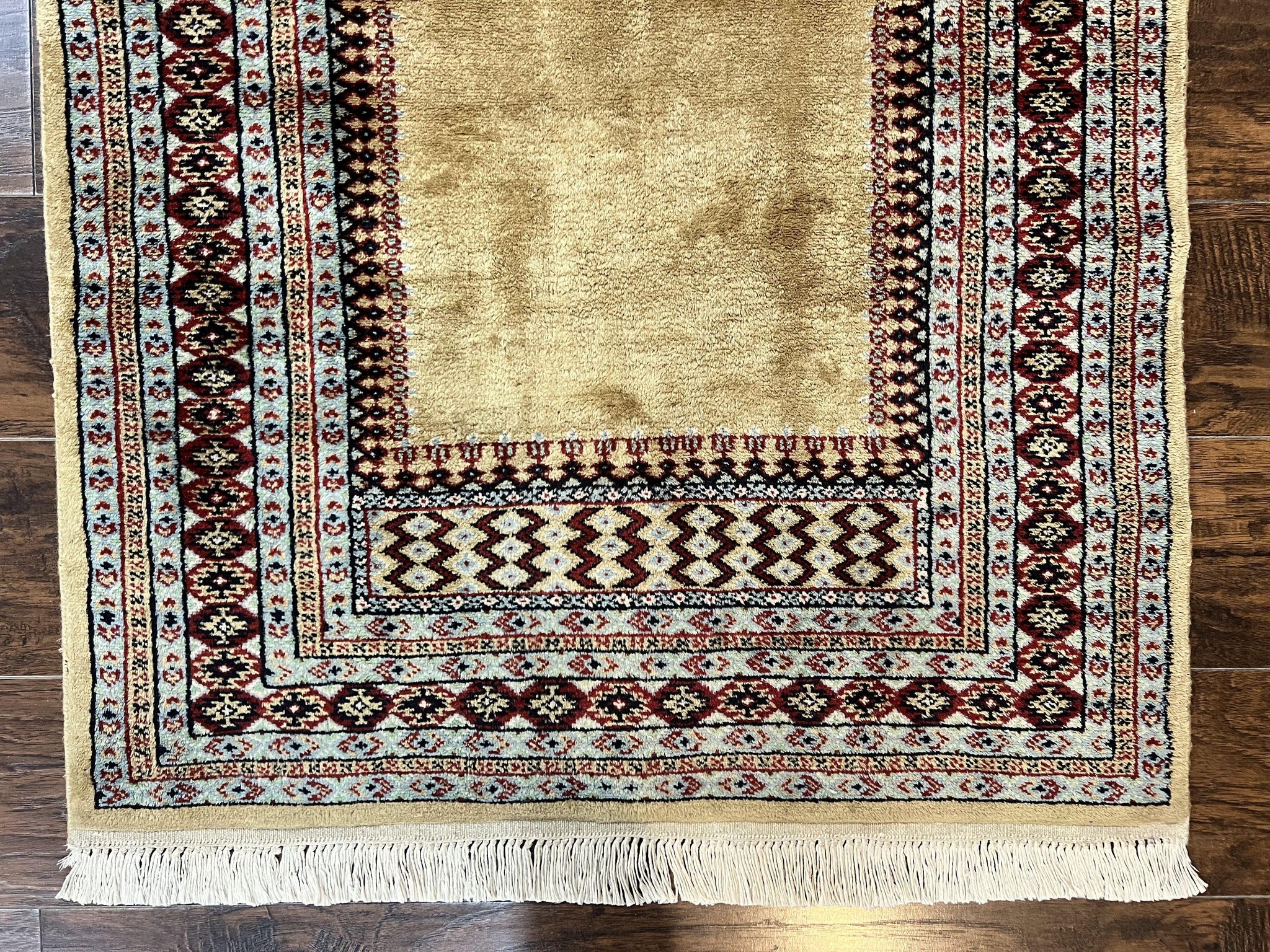 Bokhara Prayer Rug 3x5, Pakistani Turkoman Carpet, Tan, Handmade Vintage Wool Carpet by Jewel Rugs