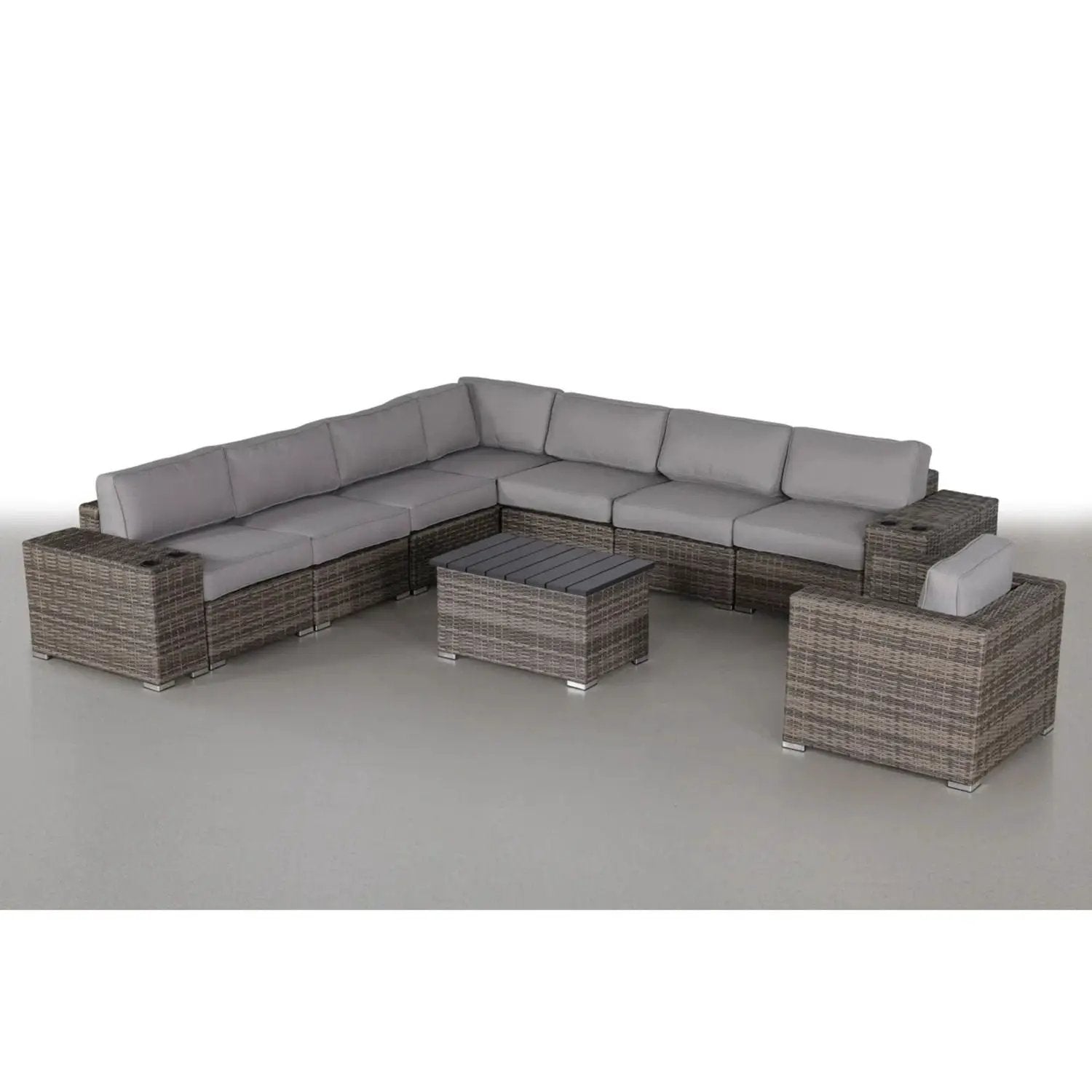 Modern Patio Rattan Sectional Set With Cushions by HouseOfZazla
