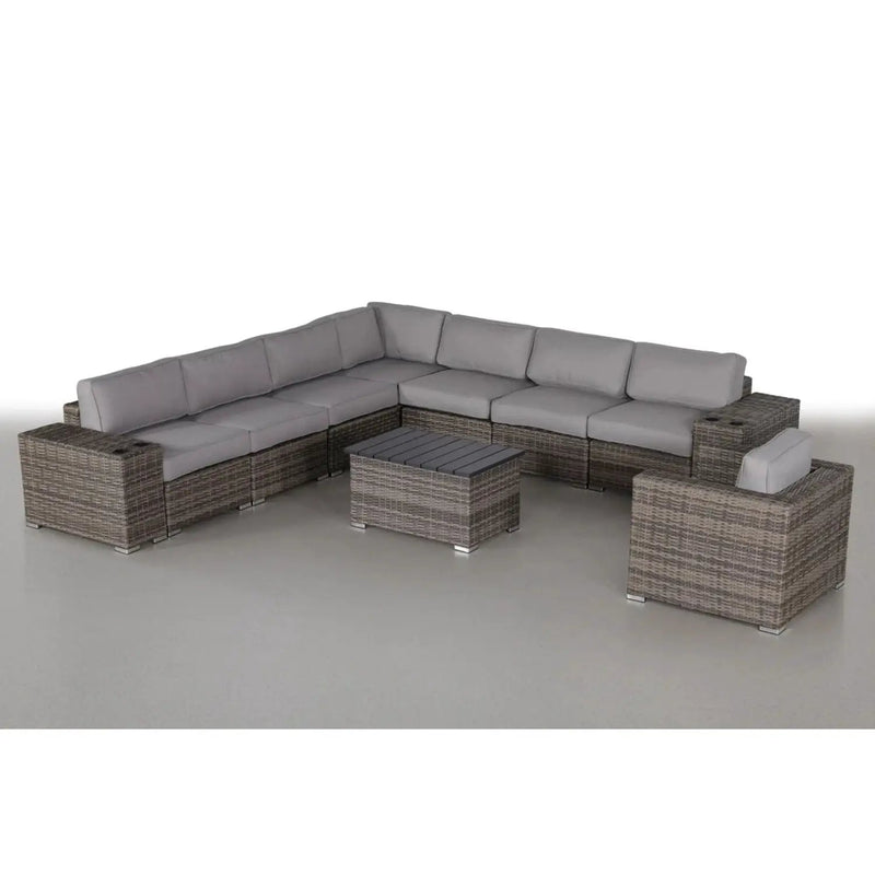Modern Patio Rattan Sectional Set With Cushions by HouseOfZazla