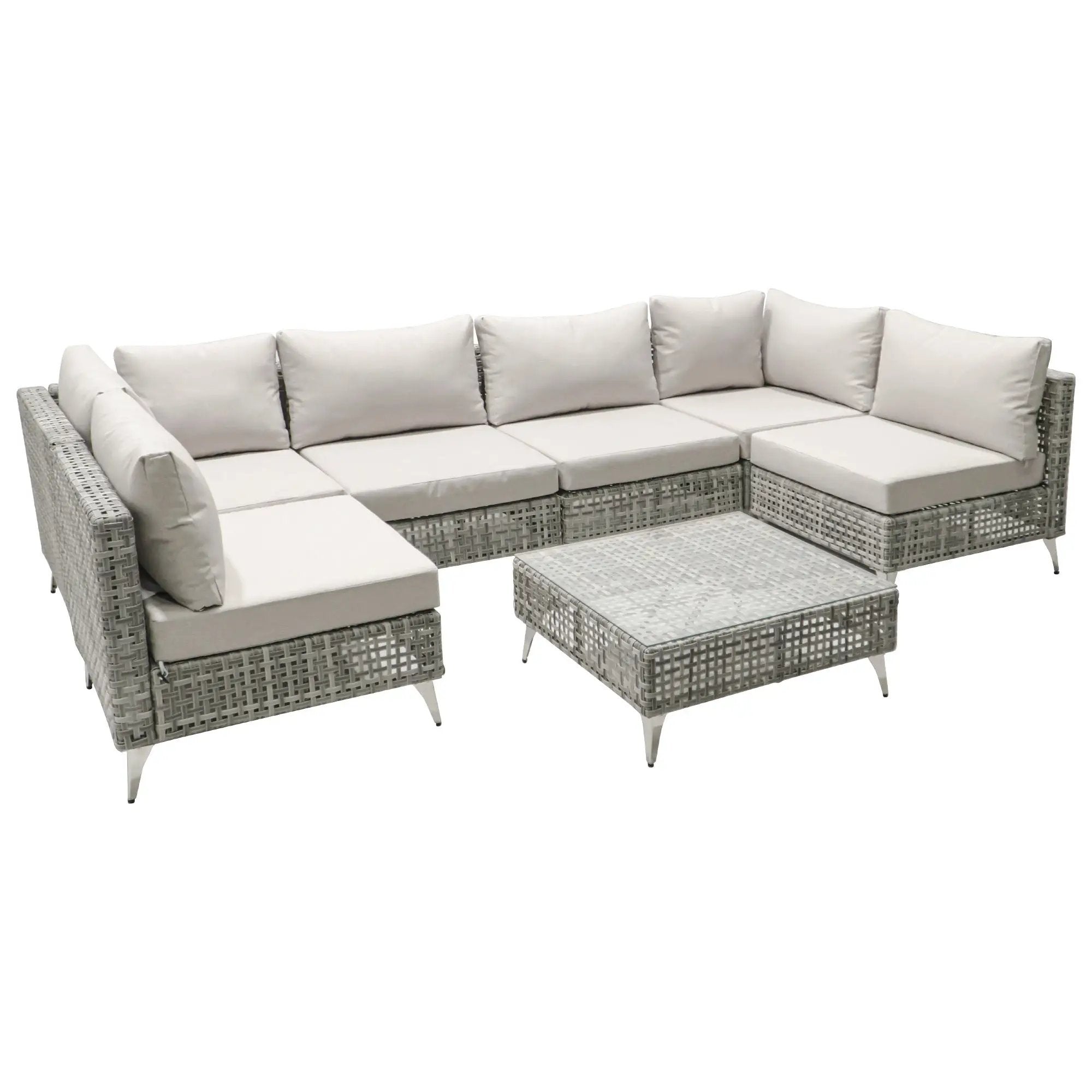 K&K Patio 8-Piece Patio Furniture Set with 43" Fire Pit Table by HouseOfZazla