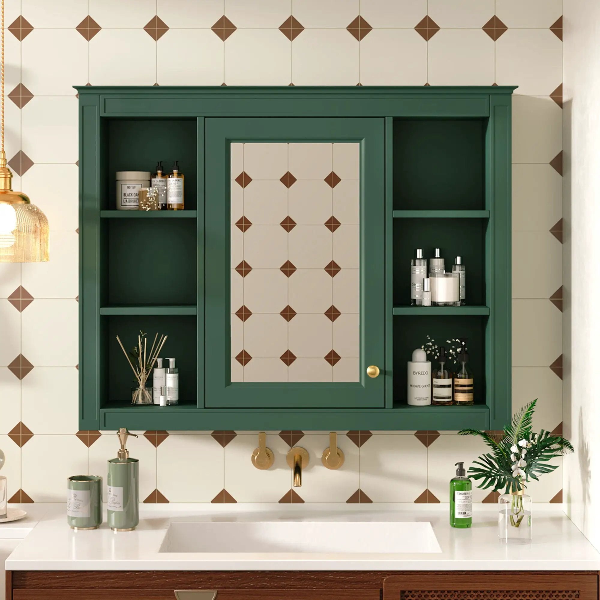 Wall Mounted Medicine Cabinet With Mirror, Storage Cabinet Featuring 6 Open Shelves And Adjustable Interior by Unique Piece Furniture